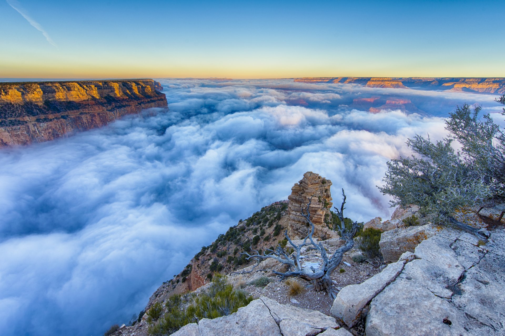 arizona grand canyon nebel morgen sonnenaufgang