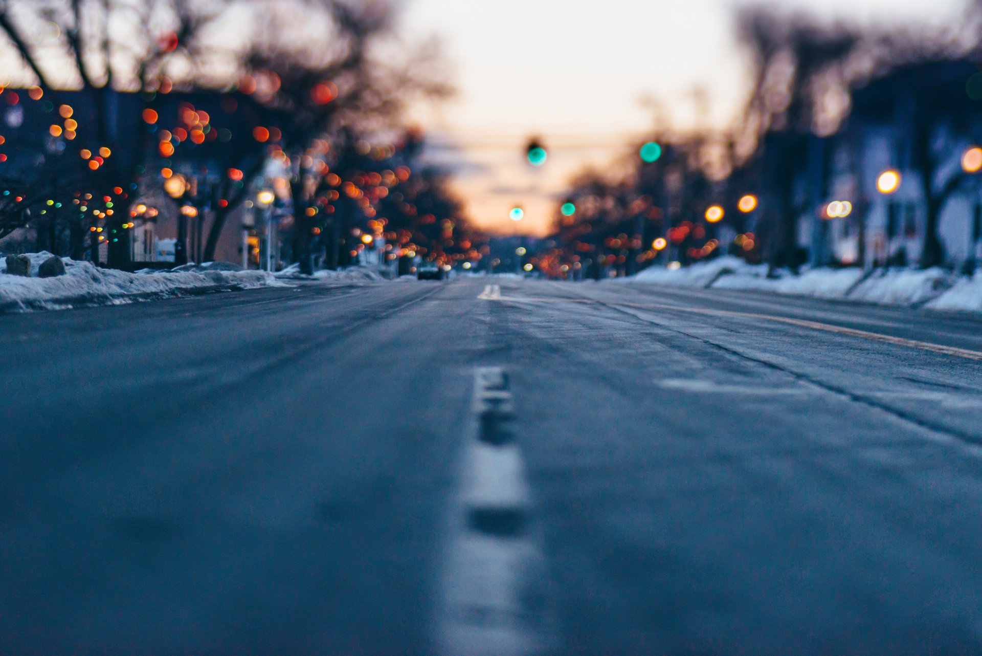 nature bokeh winter road light