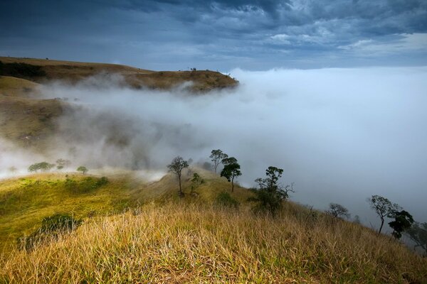 Misty mountains nature sky