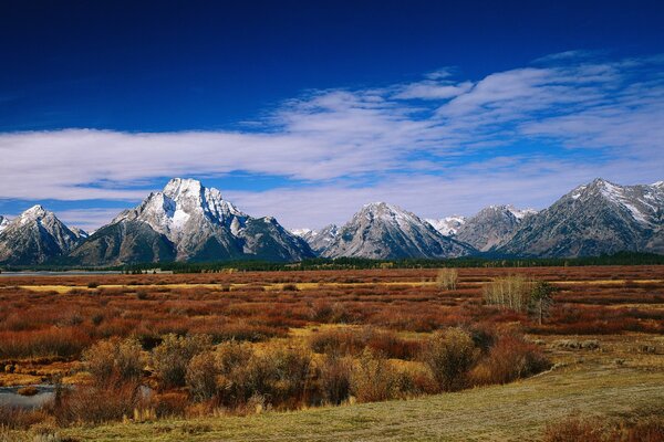 Mountain landscape with blue sky