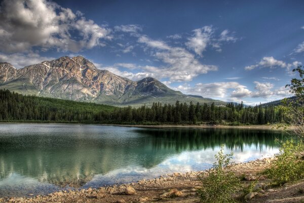 Stunning scenery across the lake to the mountains