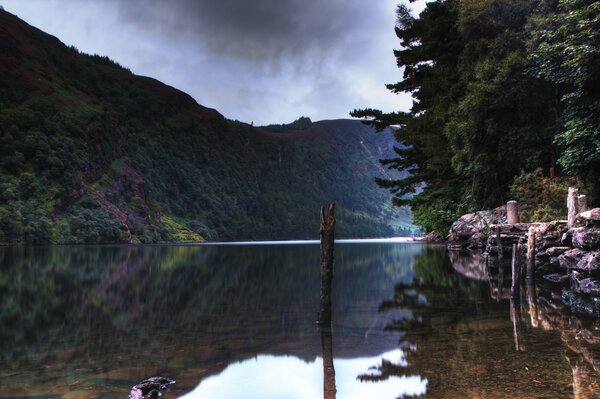 Transparent lake in the mountains