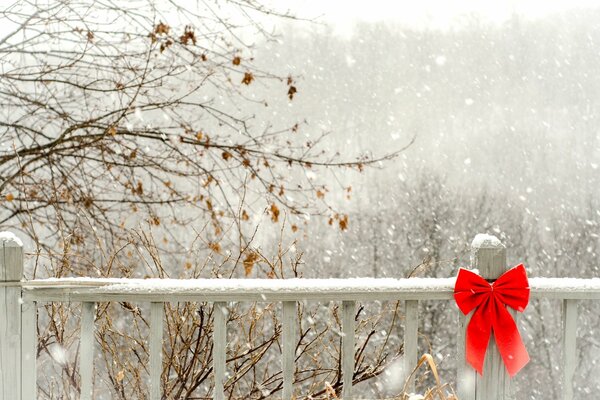 L arco rosso mette in risalto il paysage invernale