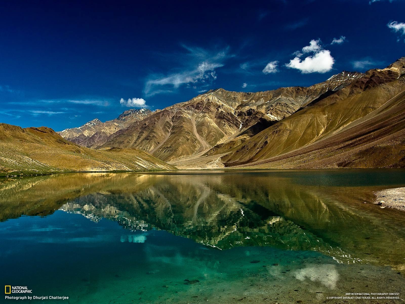 mountain lake sky clouds reflection