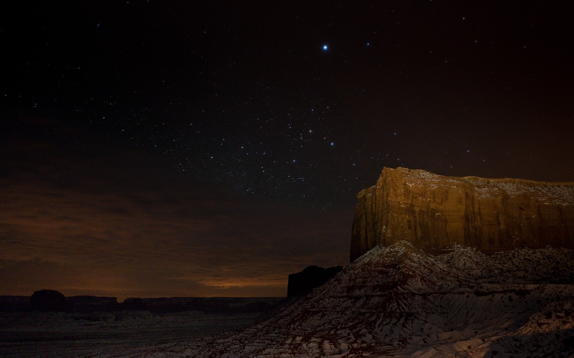 canyon notte stelle roccia deserto