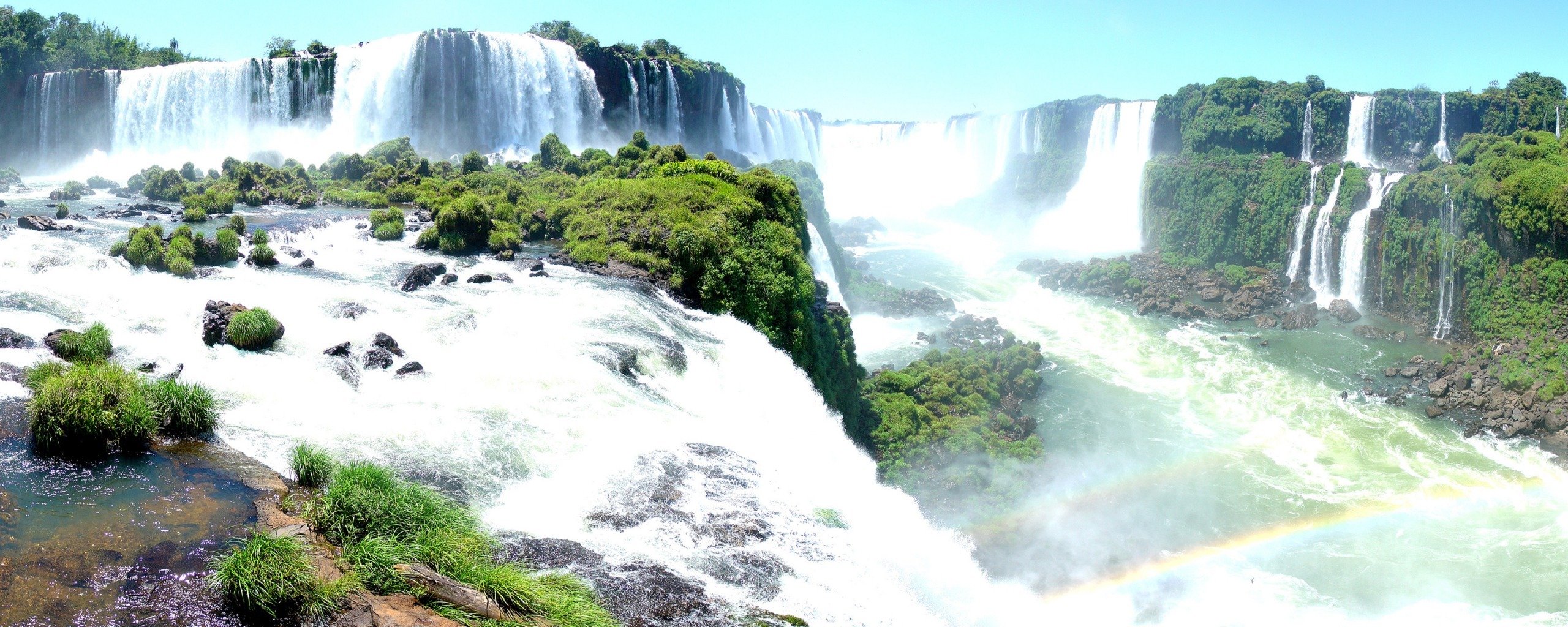 iguazu falls panorama rainbow