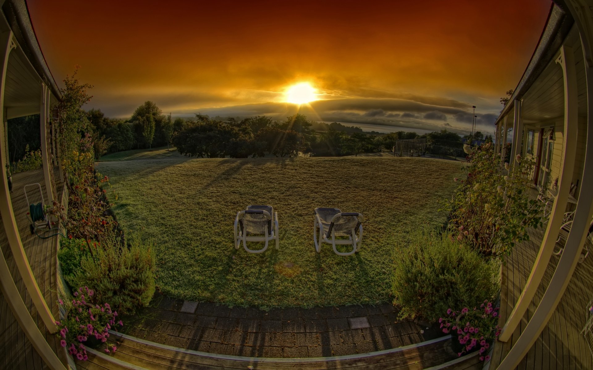 veranda sonnenuntergang wolken