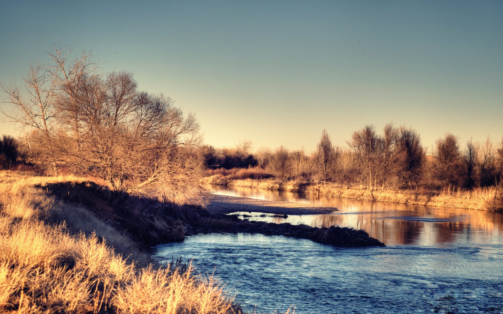 fluss morgen himmel