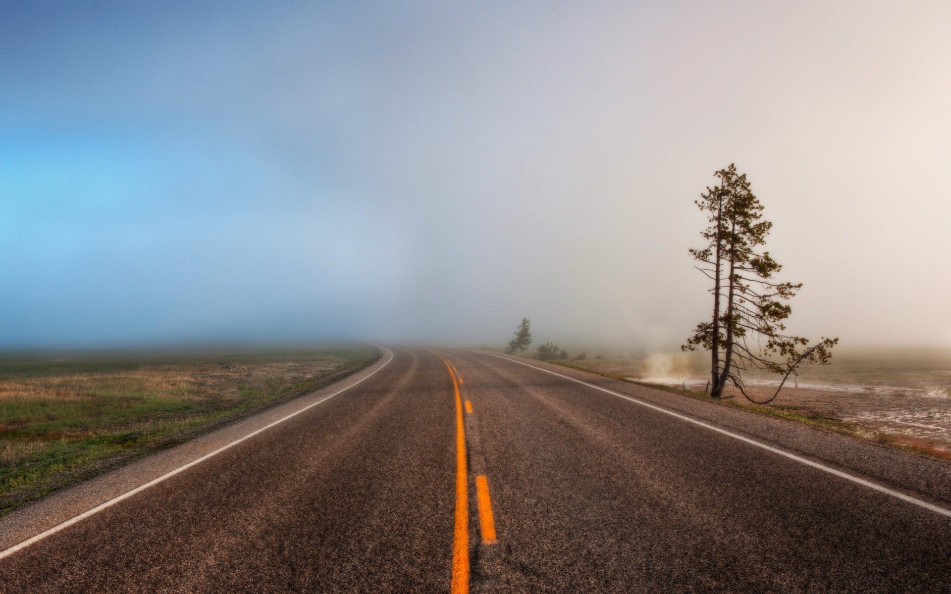 strada nebbia widescreen carta da parati