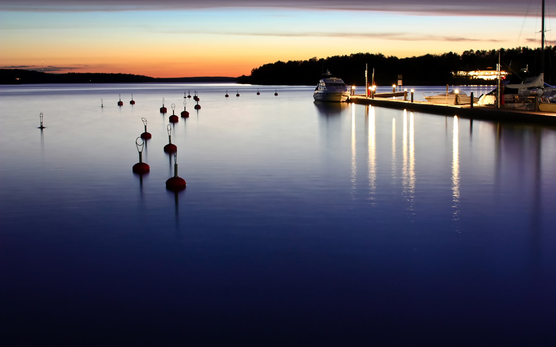 meer abend boot anlegestelle yacht