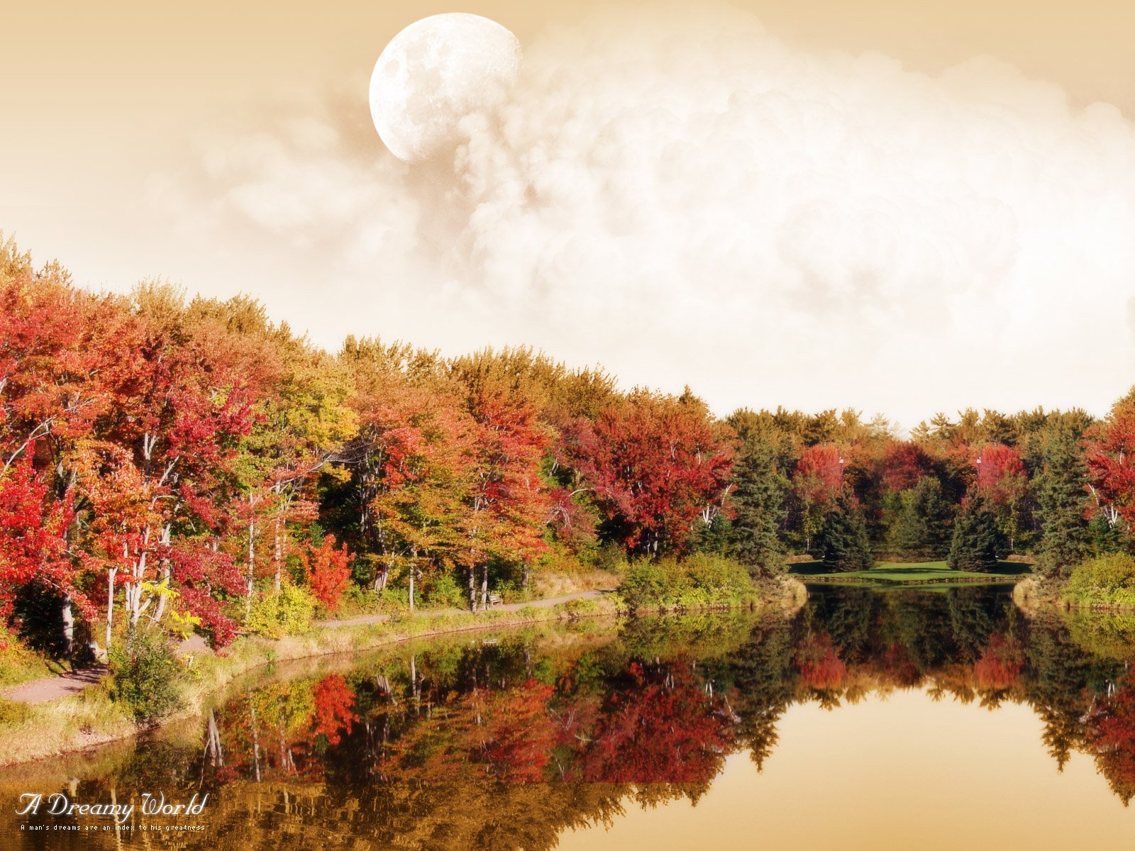 autunno lago luna