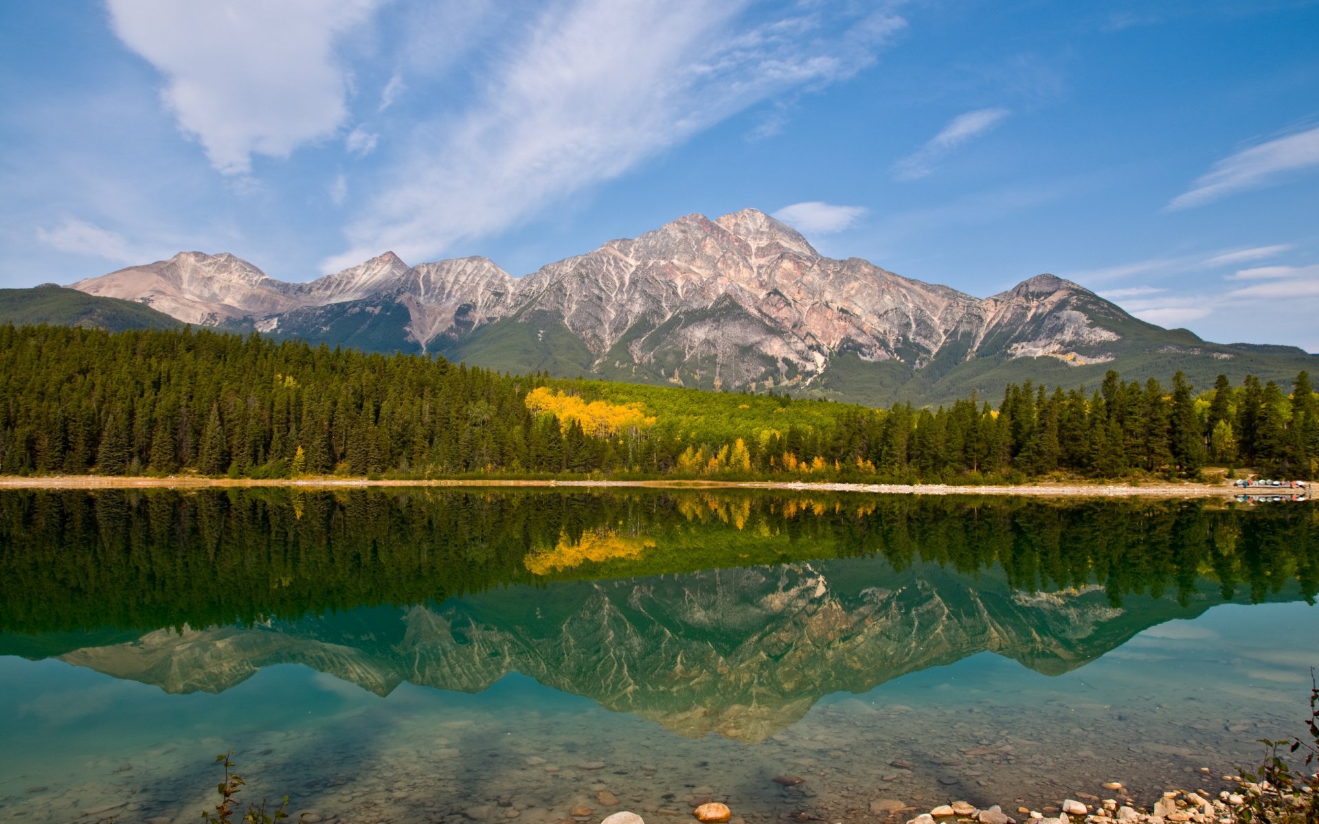 lake mountain reflection