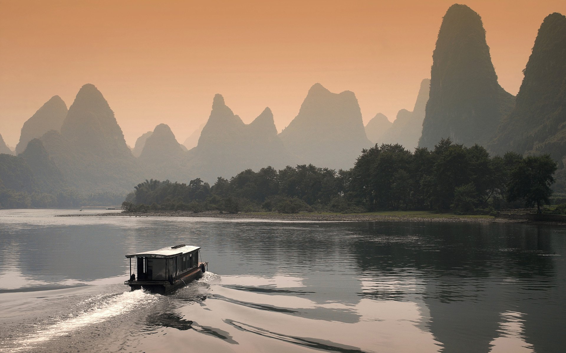 boat sunset river