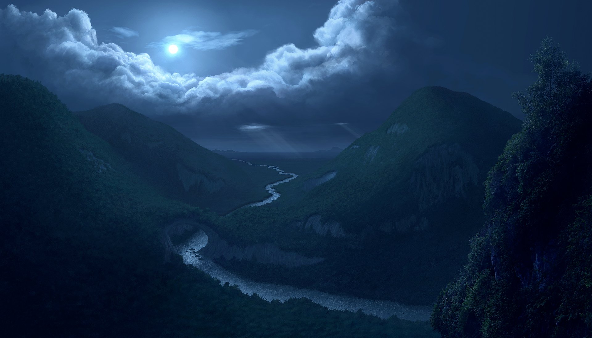 river night moon