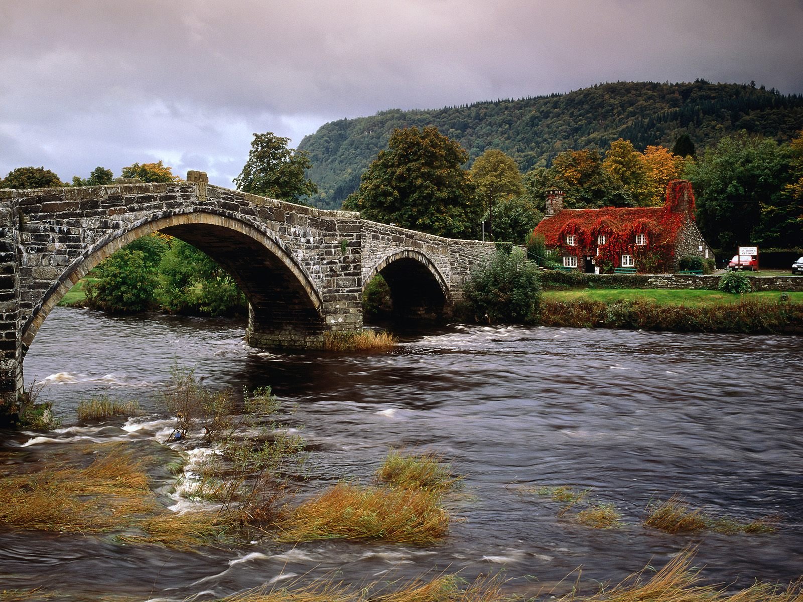 pont rivière maison