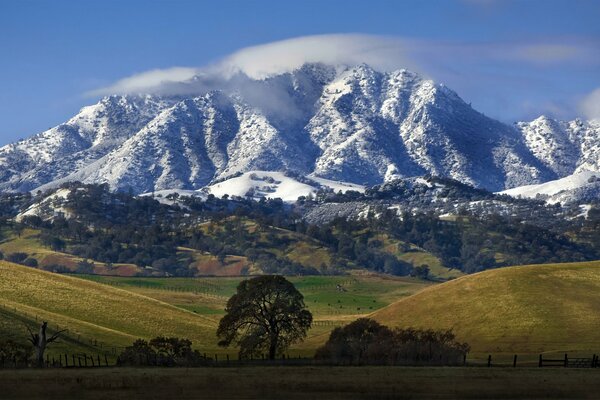 Naturaleza californiana, montañas nevadas