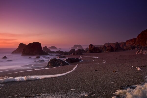 Sandstrand in Kalifornien am Abend