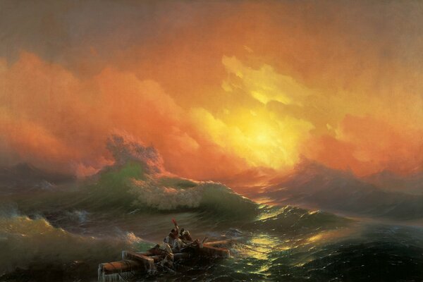 Die neunte Welle von Aivazovsky. Sturm im Meer