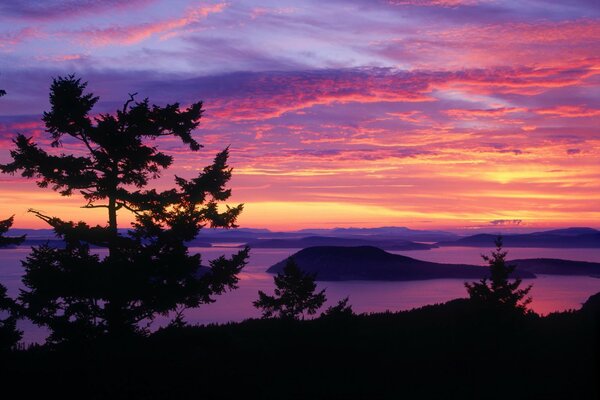 Paisaje de la naturaleza al atardecer