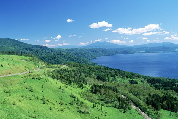 Paesaggio della città giapponese di Hokkaido