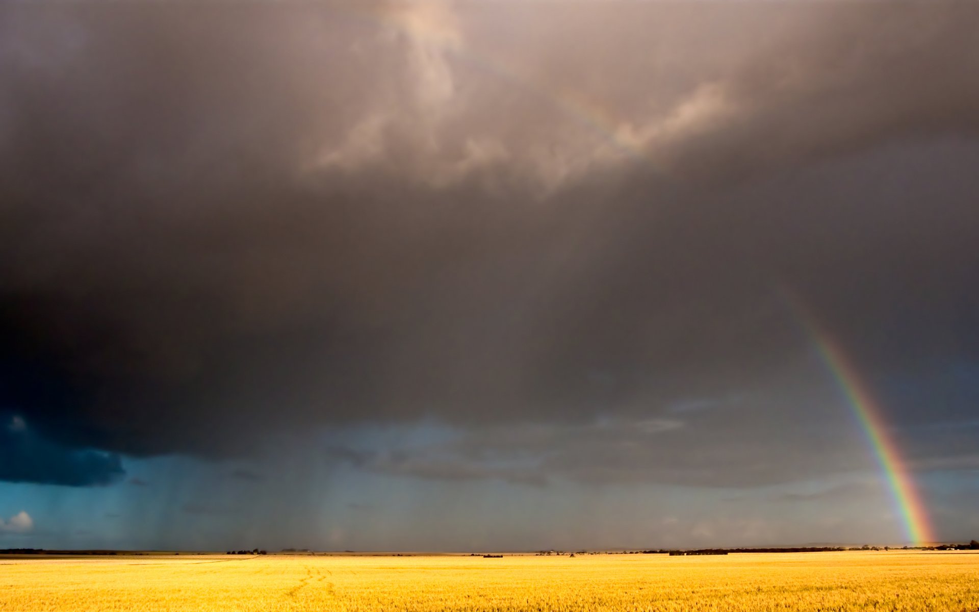 nuages arc-en-ciel ciel champ