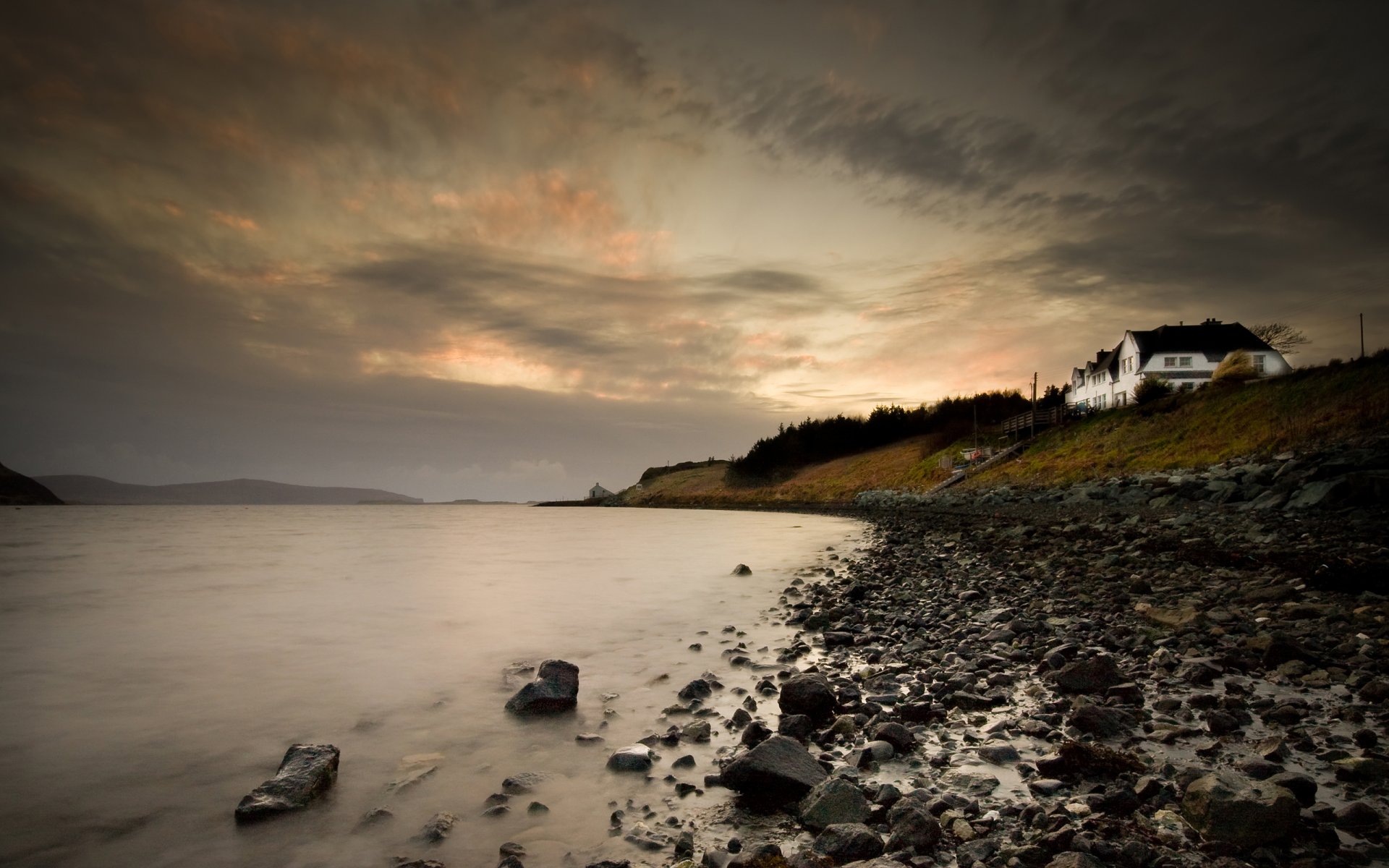 beach sea stones scotland