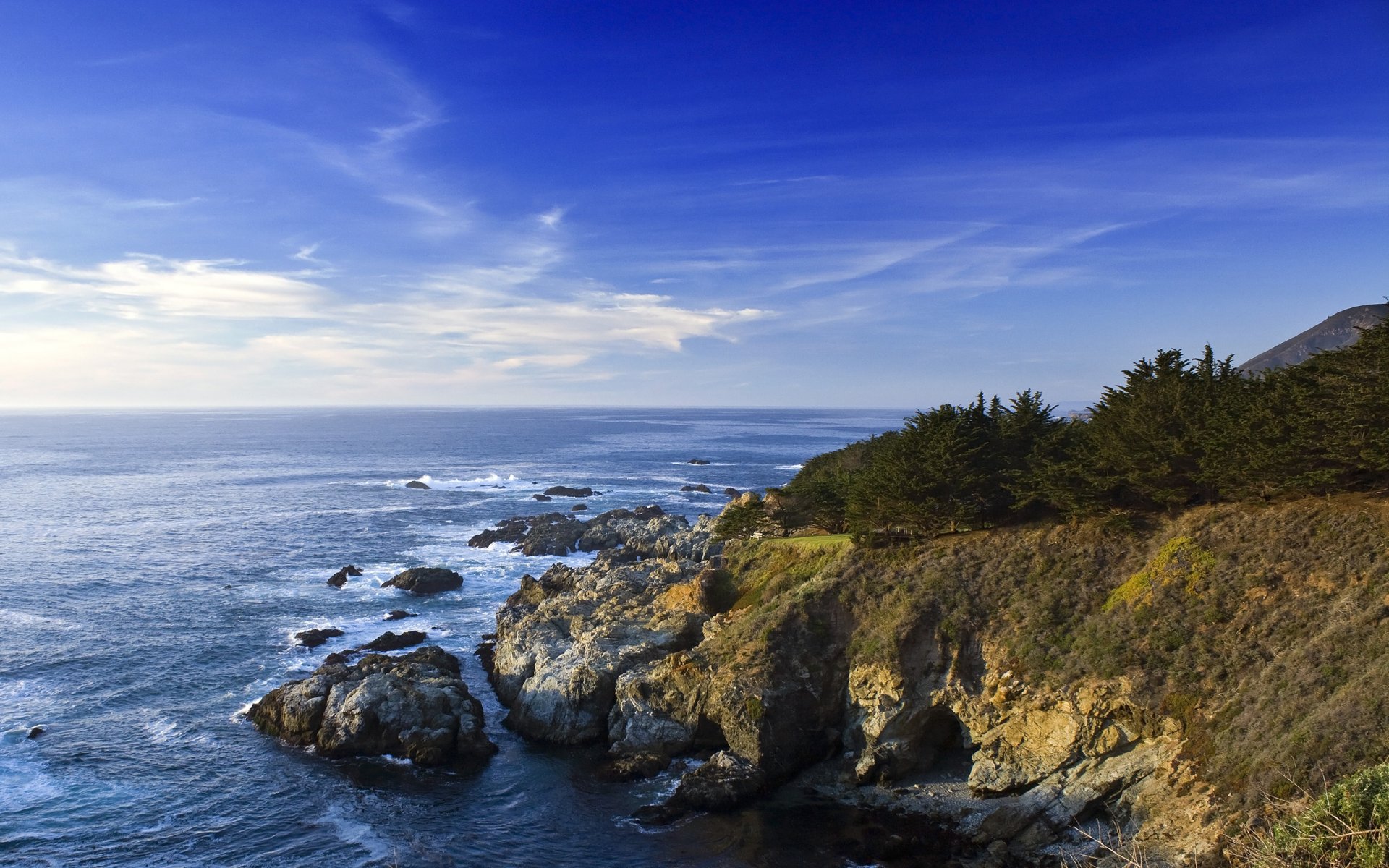 california costa rocas mar cielo agua