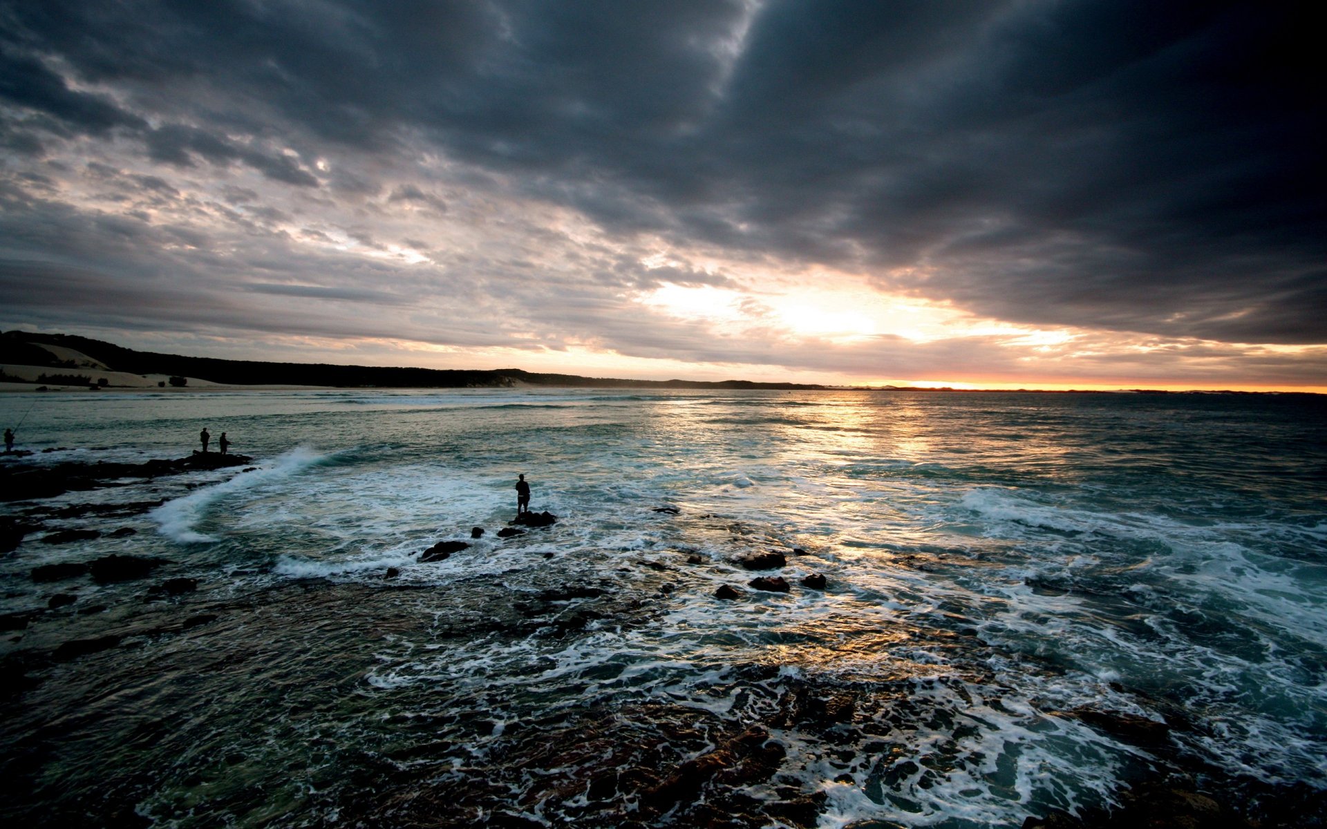 beach sea clouds light