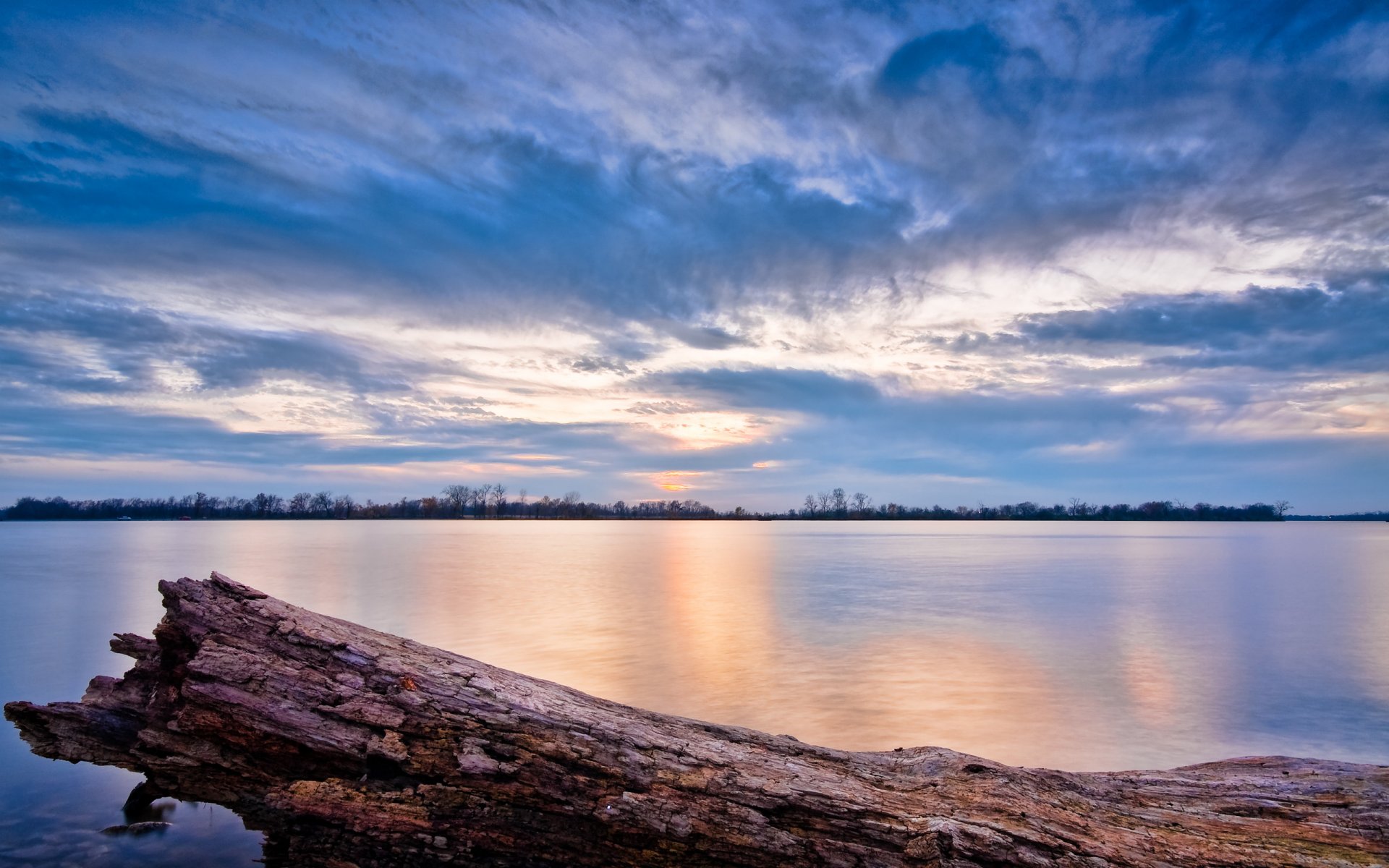 clouds lake illinois sky sunset water