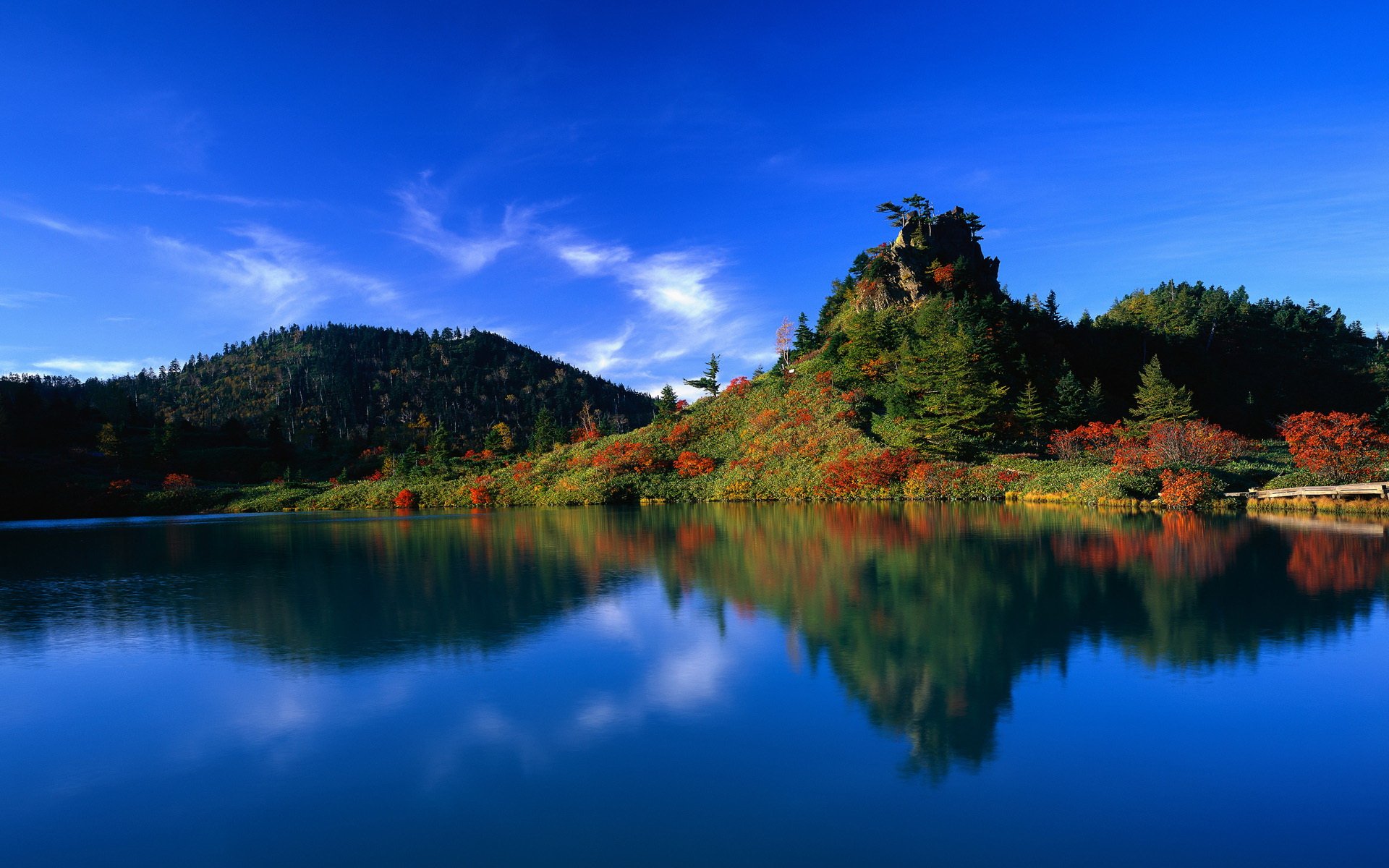 lago reflexión bosque agua japón