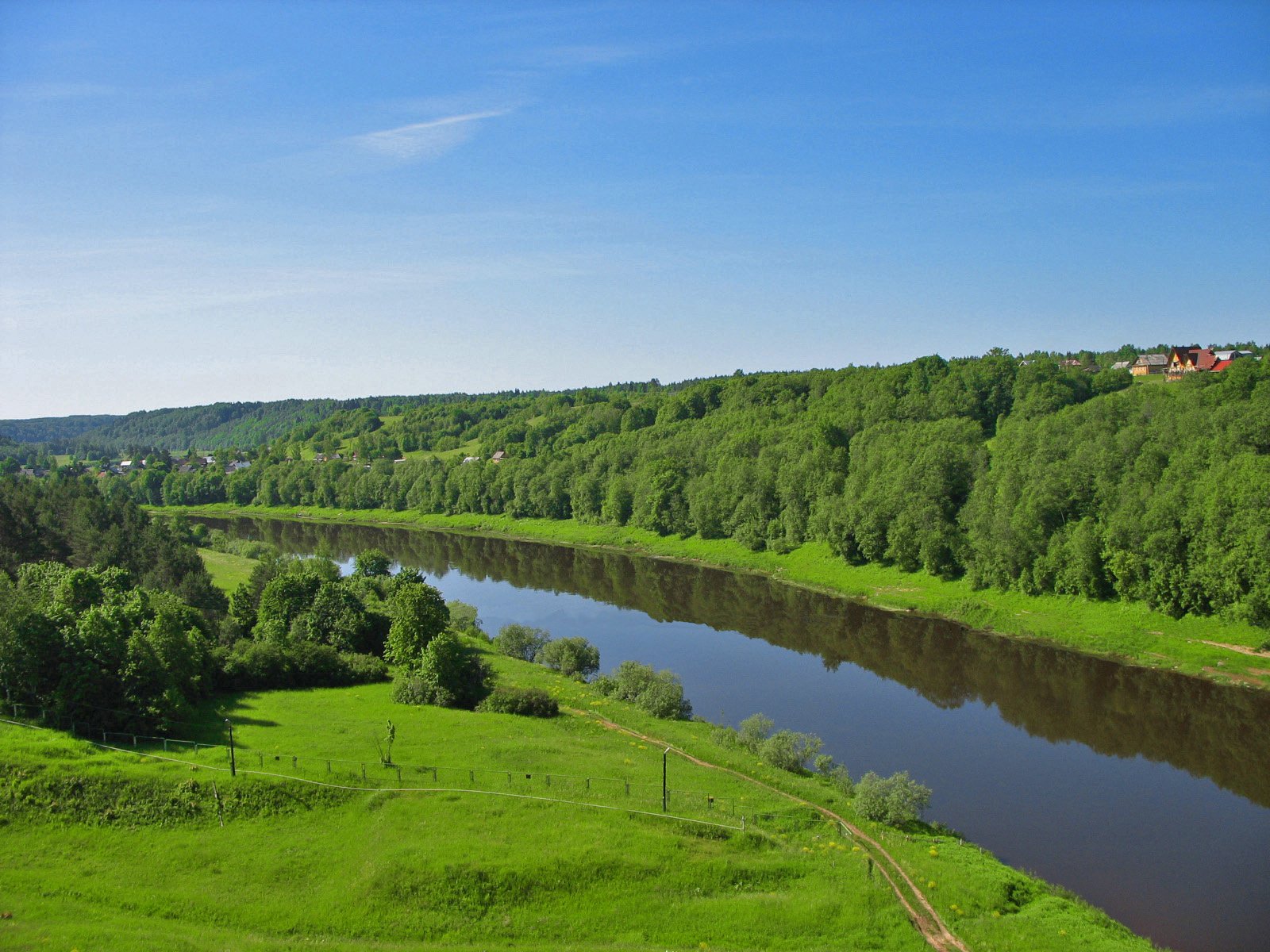 verdure ciel rivière route