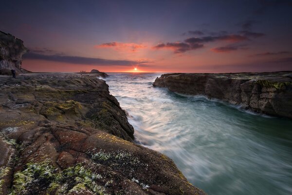 Hermosa puesta de sol de nueva Zelanda