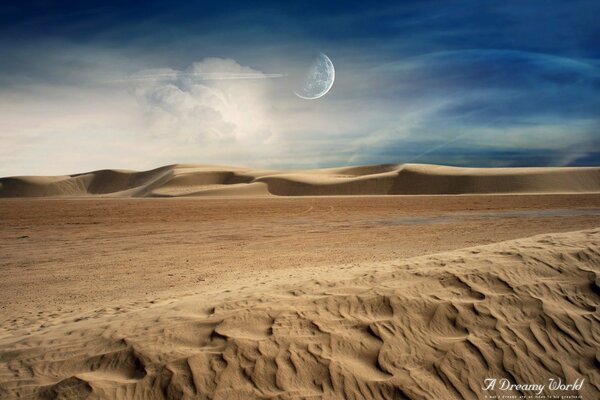 Wüste. der Mond ist in der Wüste. sanddüsen