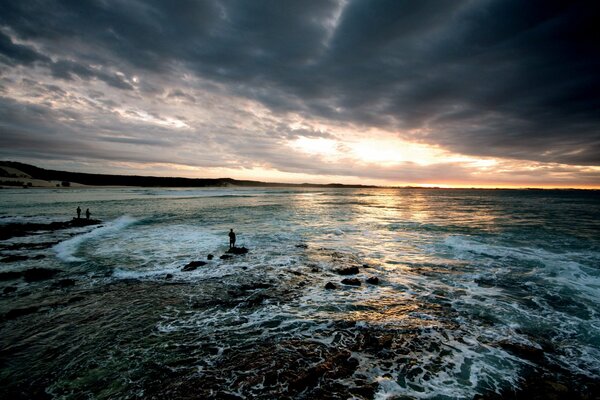 Light of the sea and clouds on the shore