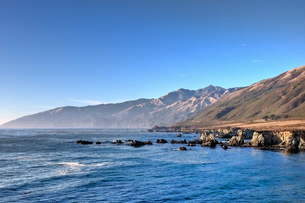 Coastal ocean with blue water