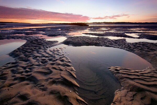 Sandy seashore, morning landscape