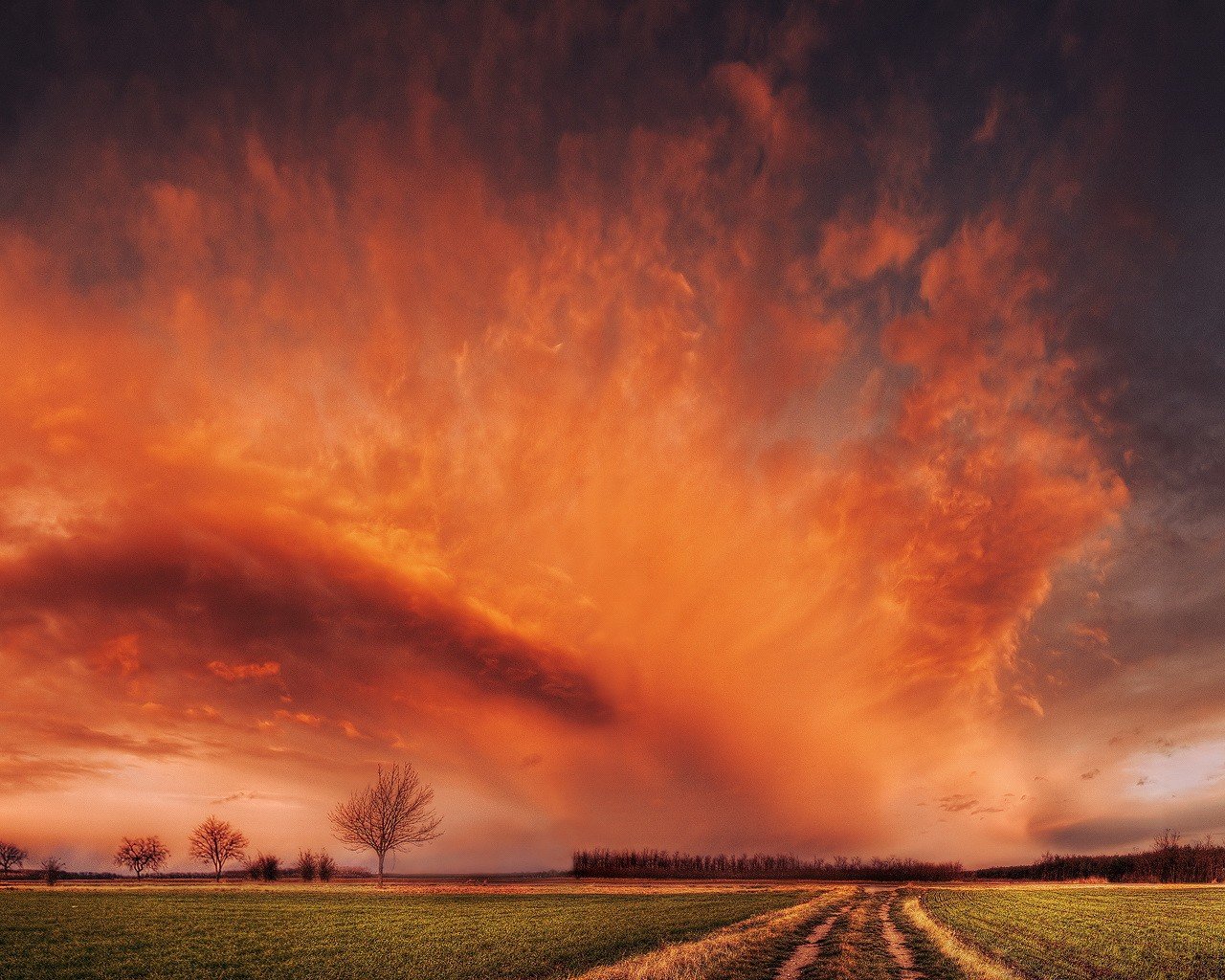 nuvole cielo campo strada rosso