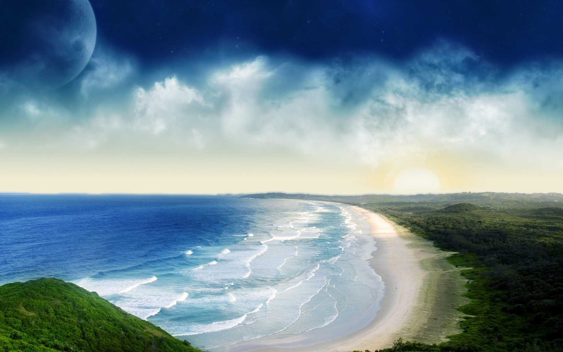 beach waves cloud