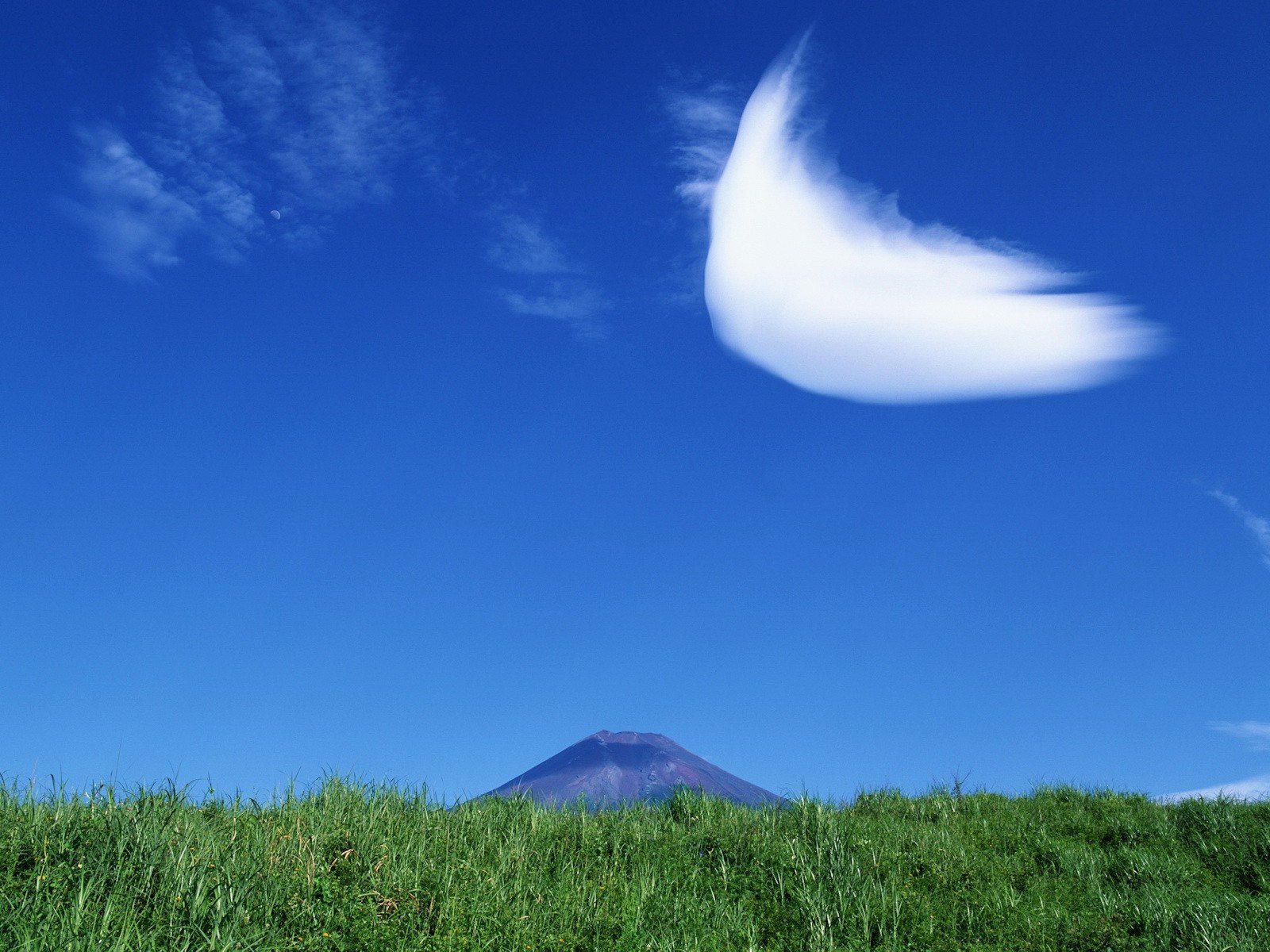 grass mountain blue cloud