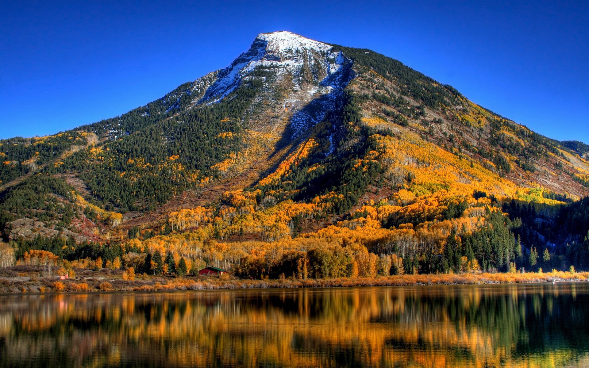 lac montagnes arbres automne