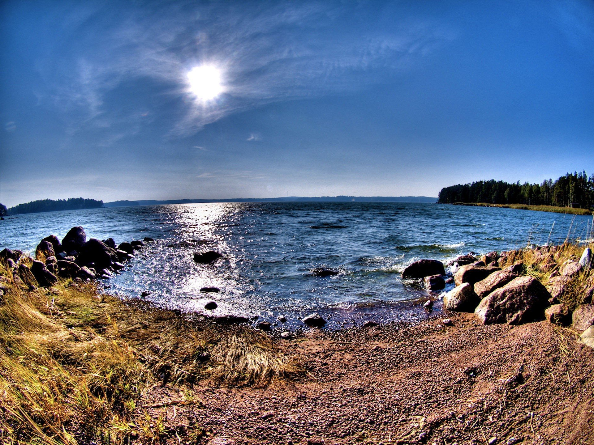 brzeg woda panorama jezioro