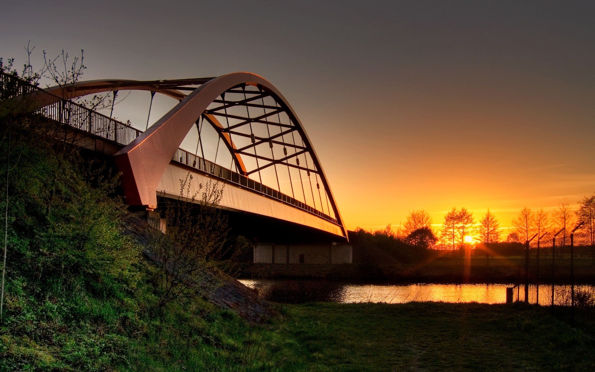 pont soleil rivière