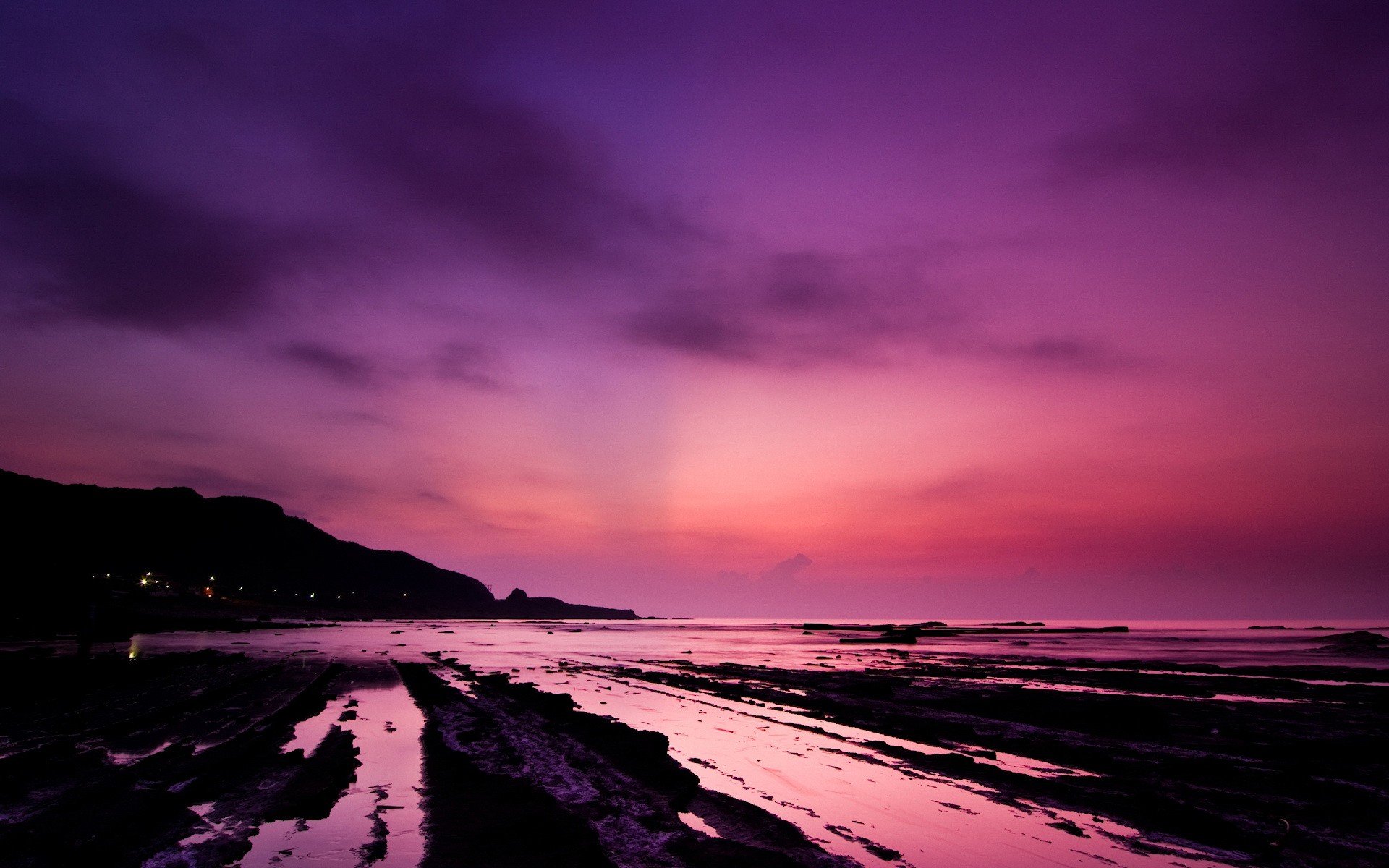 riva acqua tramonto rosa