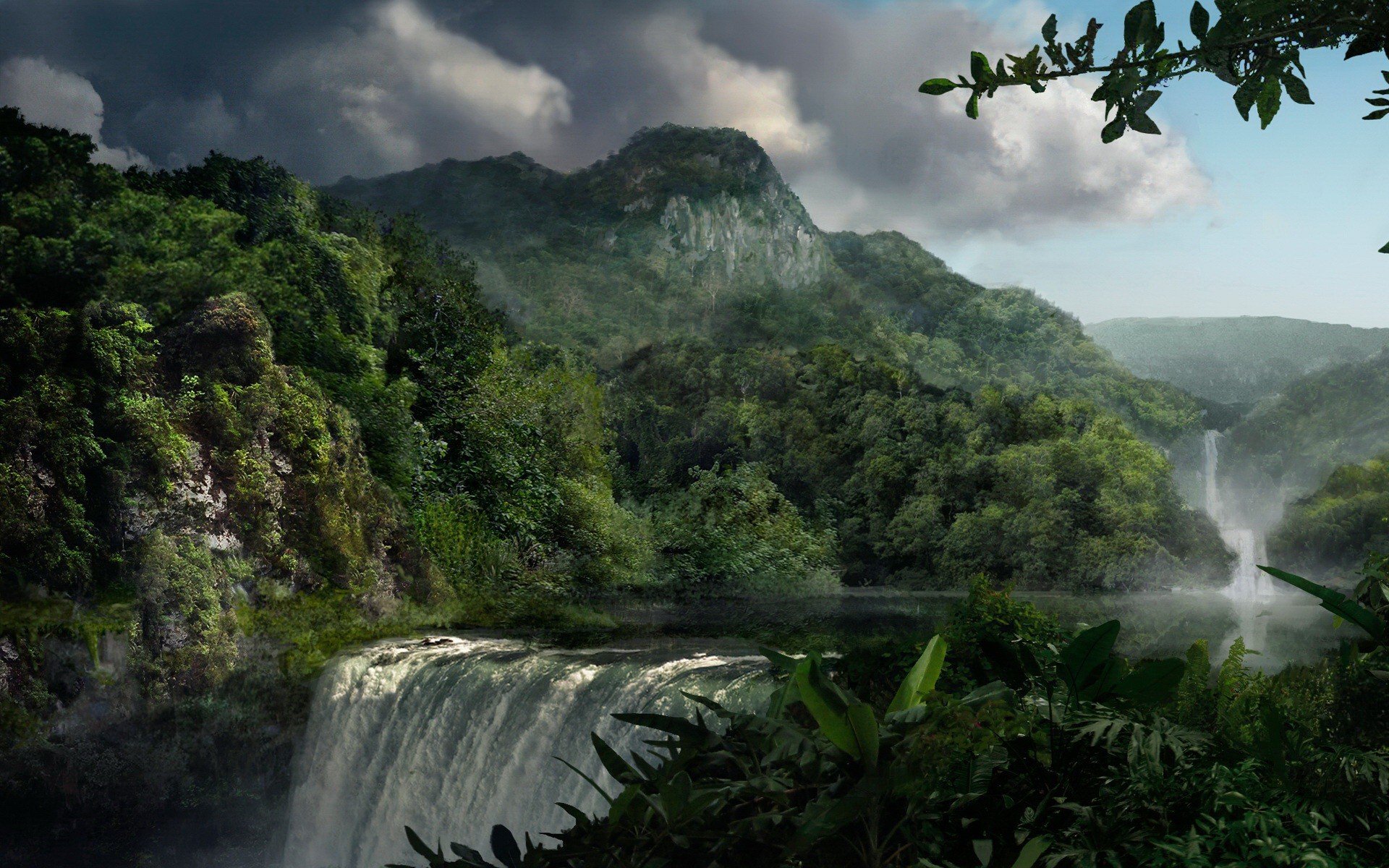 wasserfall berge bäume