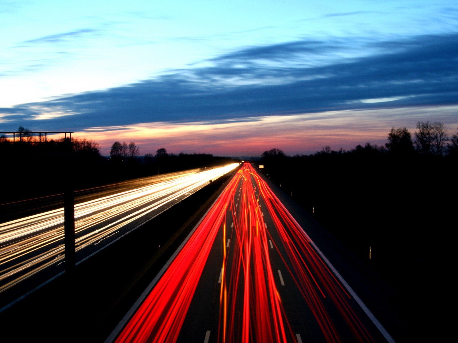 straße abend lichter wolken