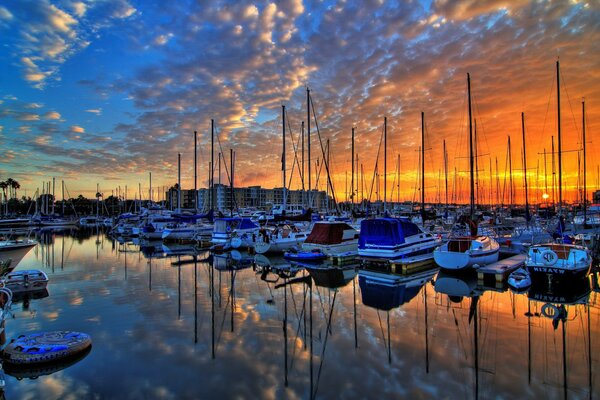 Evening sunset at the yacht club