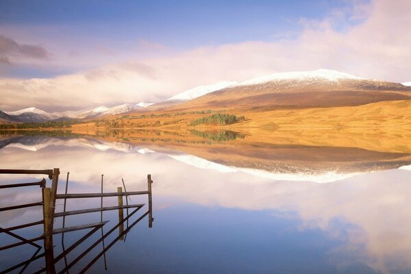 Gorgeous reflection of the mountains in the lake