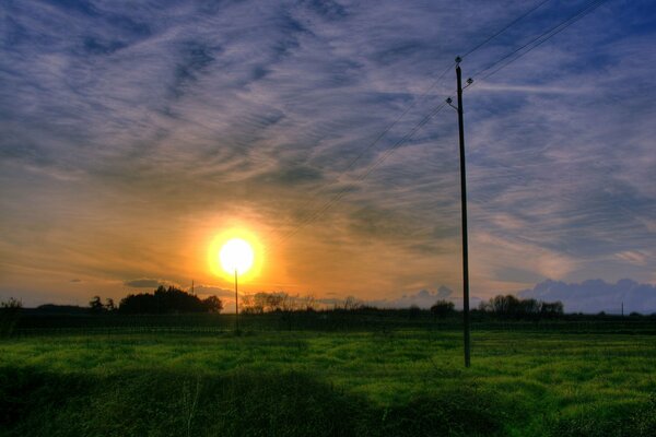 Sunset in the steppe