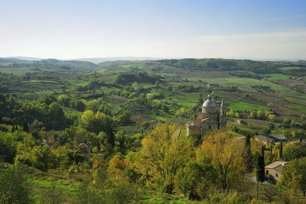 Village church on the hills