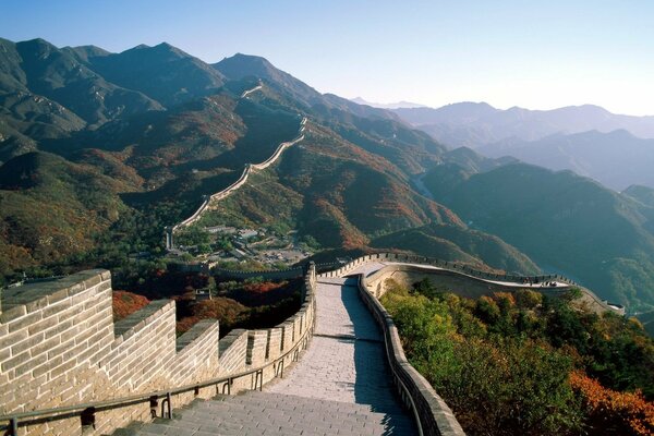 The Great Wall of China top view in summer